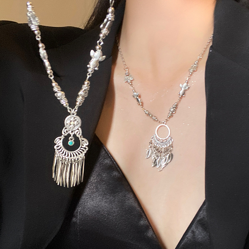 Fashion Necklace - Silver Alloy Diamond Geometric Necklace