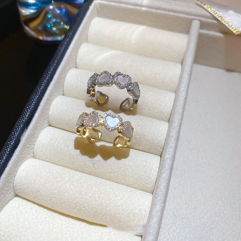 Fashion Ring - Gold (real Gold Plating) Copper Diamond Heart Ring