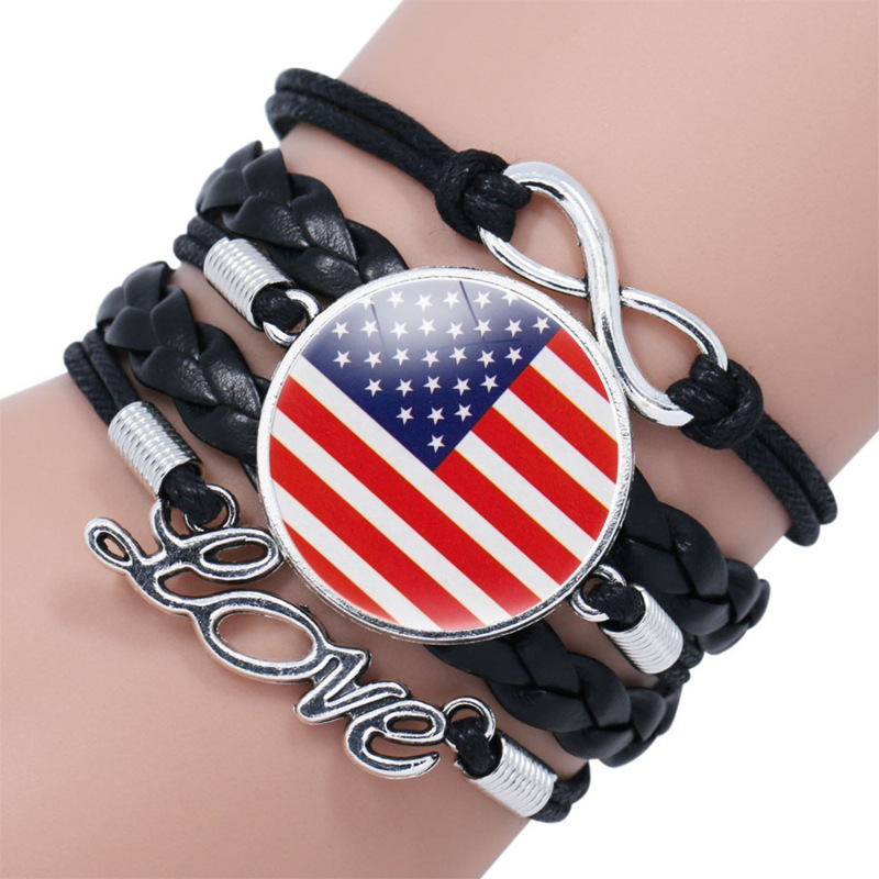 Fashion #21 Grenada Alloy Geometric Round Flag Multi-layer Braided Bracelet