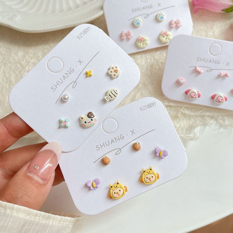 Fashion Kapibaba Collection Alloy Diamond Geometric Earring Set