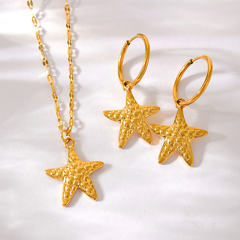 Fashion Gold 1 Titanium Steel Starfish Pendant Necklace