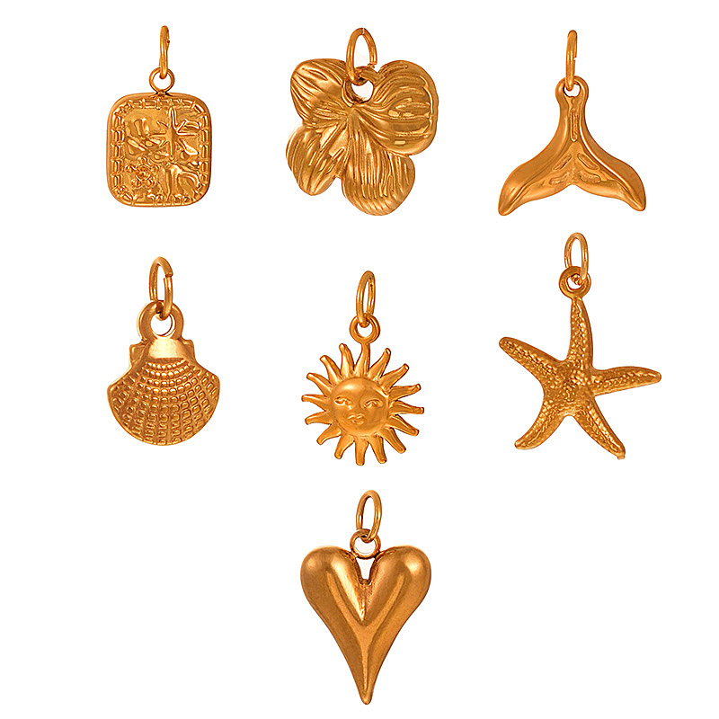 Fashion Gold 1 Titanium Steel Square Star Pendant Accessories