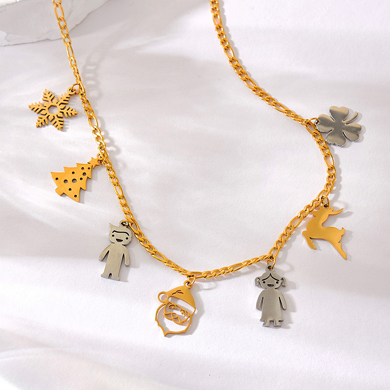 Fashion Gold Titanium Christmas Series Pendant Necklace