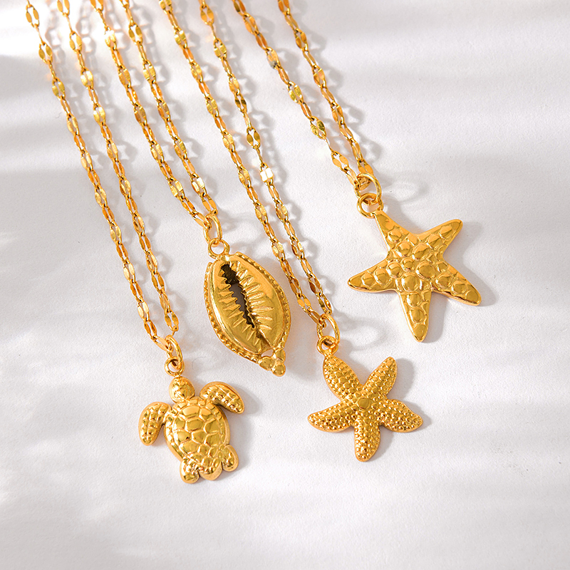 Fashion Gold 1 Titanium Steel Starfish Pendant Necklace