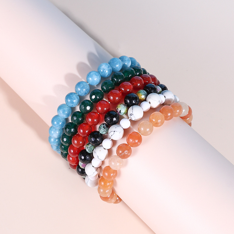 Fashion White Acrylic Imitation Agate Beaded Bracelet