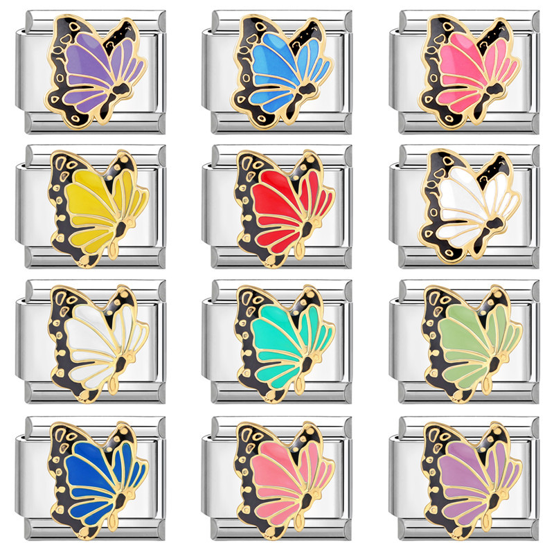 Fashion Light Green Butterfly Stainless Steel Geometric Square Module Accessories