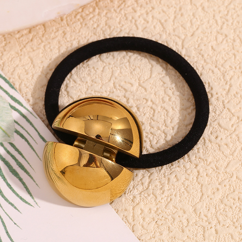 Goma Para El Pelo De Acero Inoxidable Con Baño De Oro Y Forma De Cáscara De Huevo