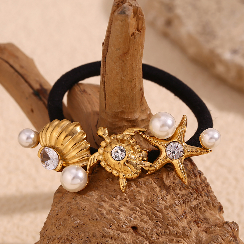 Goma Para El Pelo De Estrella De Mar De Tortuga De Diamante De Acero Titanio
