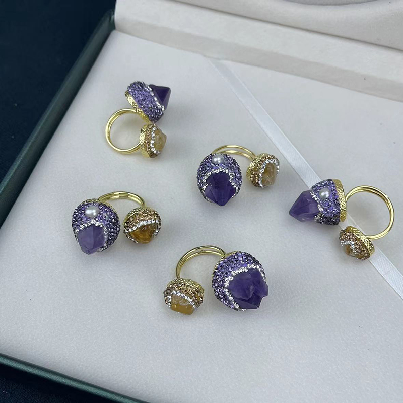 Purple Irregular Crystal Ring