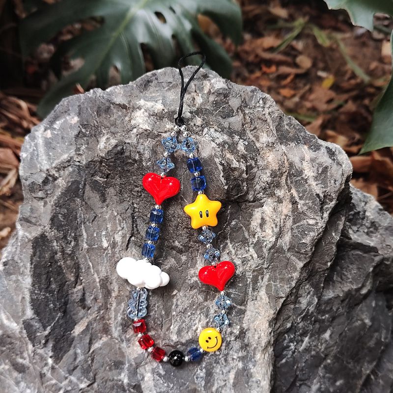Color Ceramic Five-pointed Star Mobile Phone Chain