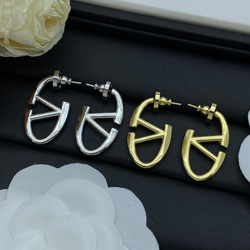 Gold Copper Geometric Letter Earrings