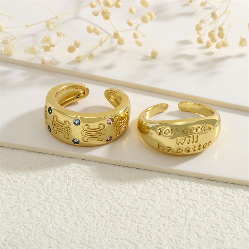 Gold Gold-plated Copper Geometric Open Ring