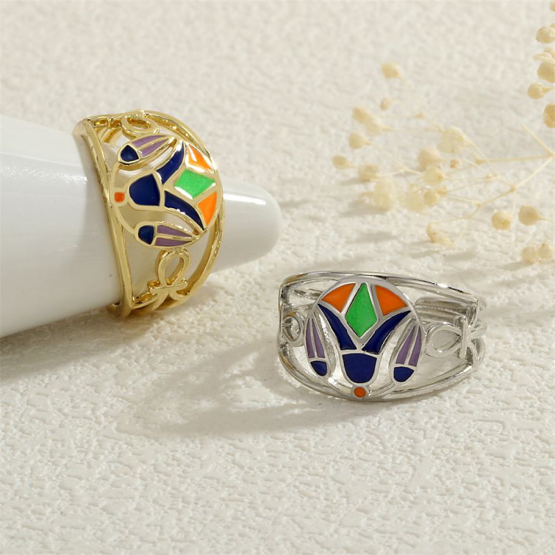 Gold Copper Plated Gold Dripping Rose Ring