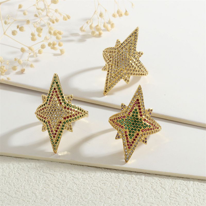 A Copper Plated Gold Diamond Starburst Open Ring