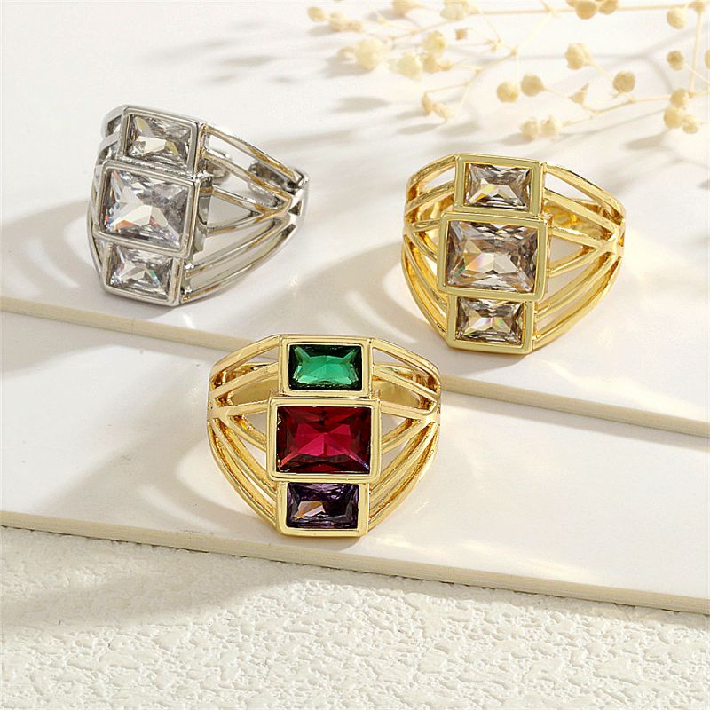 Color Copper Plated Gold Diamond Multi-layered Open Ring