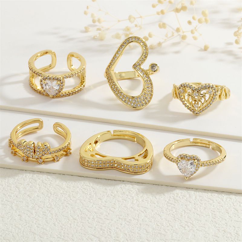 Gold 1 Copper Plated Gold-plated Diamond Geometric Open Ring