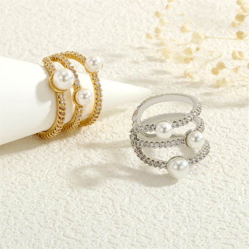 B Copper Plated Gold-plated Diamond Geometric Open Ring