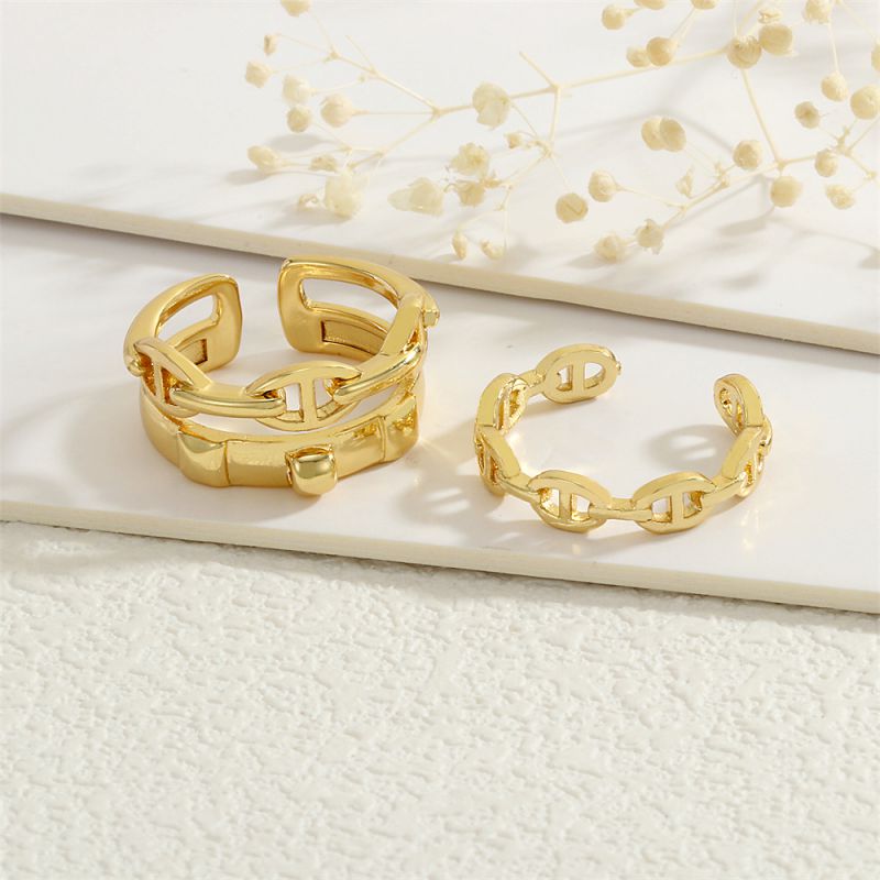 A Gold-plated Copper Geometric Open Ring