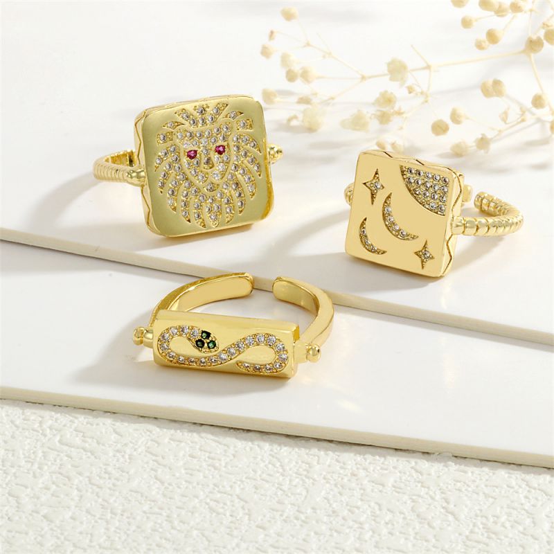 A Copper Plated Gold-plated Diamond Geometric Open Ring
