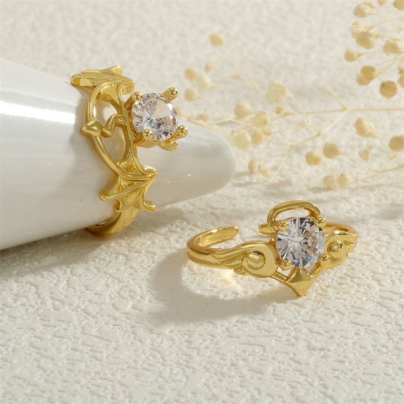 A Copper Plated Gold-plated Diamond Geometric Open Ring