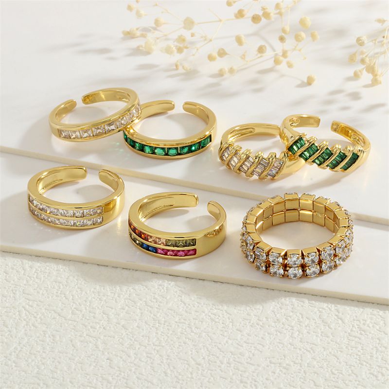 Gold 1 Copper Plated Gold-plated Diamond Geometric Open Ring