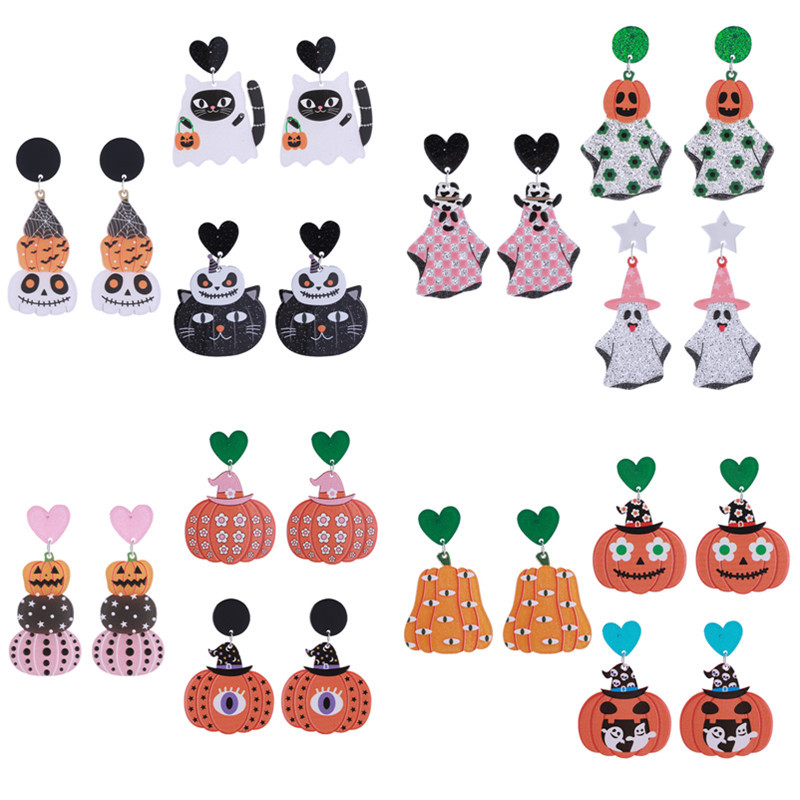 No. 1 Acrylic Pumpkin Earrings