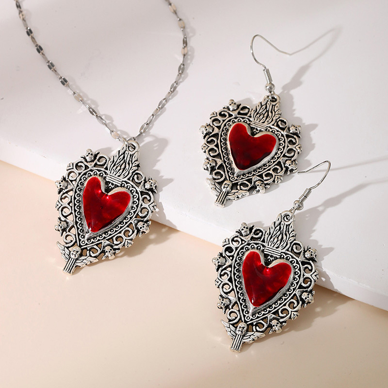 Silver 1 Titanium Steel Oil Drop Irregular Heart Pendant Necklace
