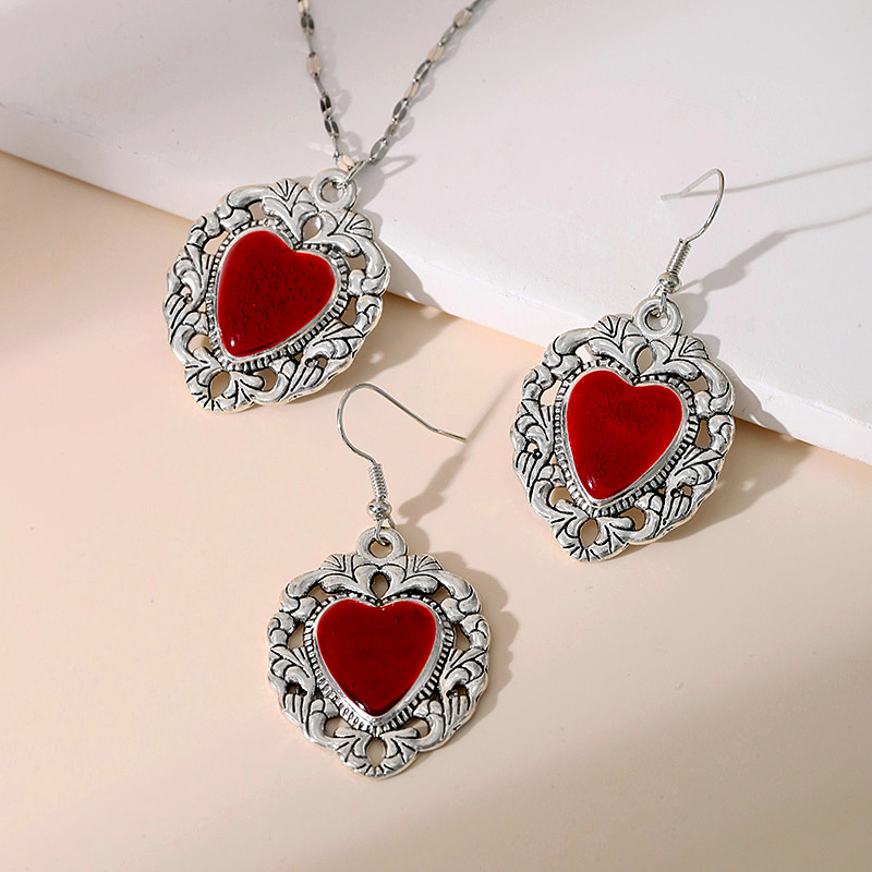 Silver 1 Titanium Steel Oil Drop Irregular Heart Pendant Necklace