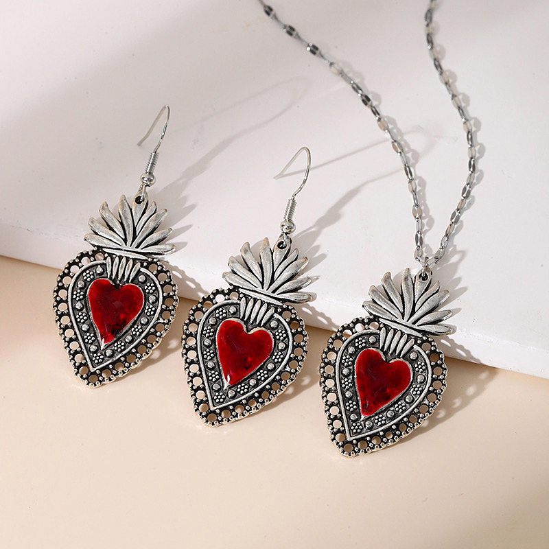 Silver 1 Titanium Steel Oil Drop Irregular Heart Pendant Necklace