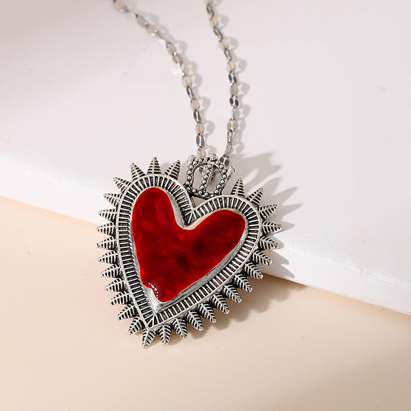 Silver Titanium Steel Oil Drop Irregular Heart Pendant Necklace