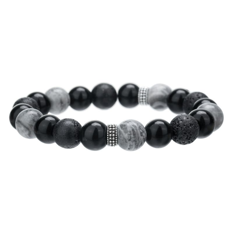 Twenty Four# Volcanic Black Onyx Beaded Bracelet