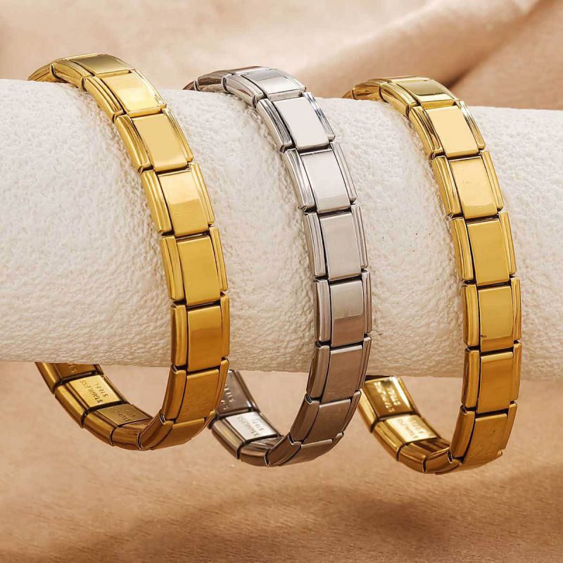 Pulsera Modular Cuadrada De Acero Inoxidable