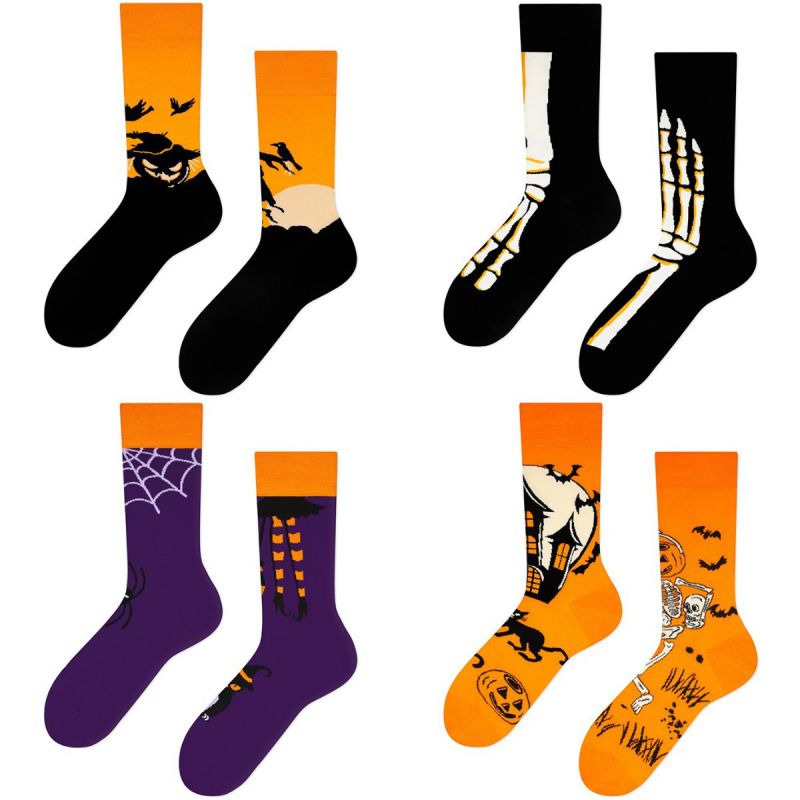 Skeleton Halloween Printed Cotton Socks