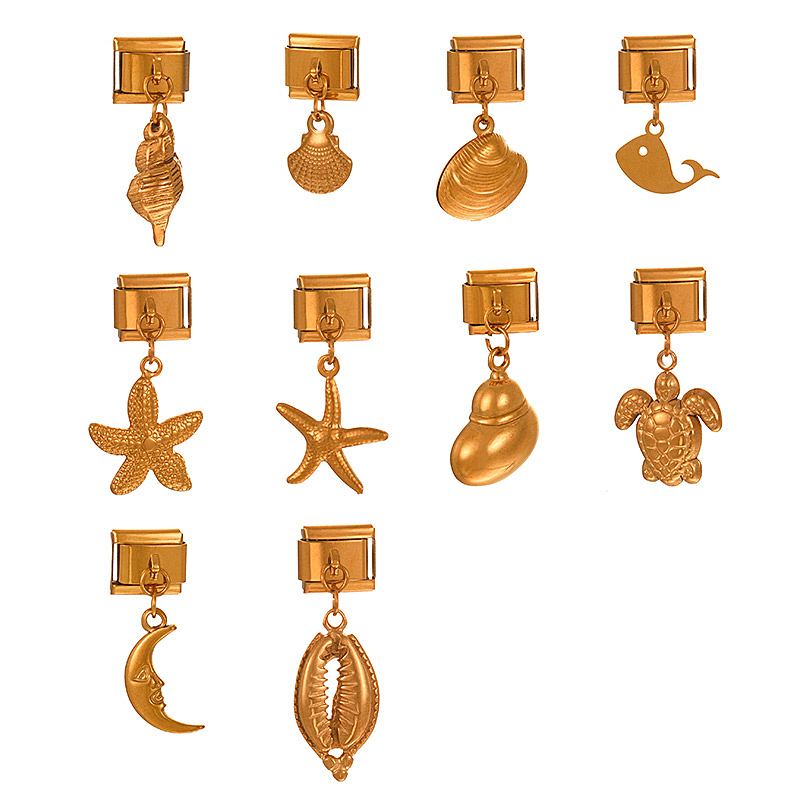 Gold 1 Titanium Steel Starfish Square Module Accessories (without Chain)