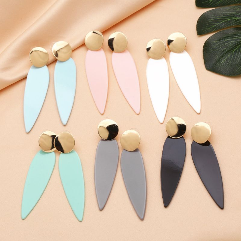 Blue Copper Geometric Tear Drop Earrings