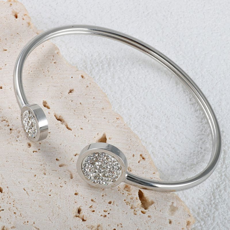 Pulsera Abierta De Diamantes De Acero