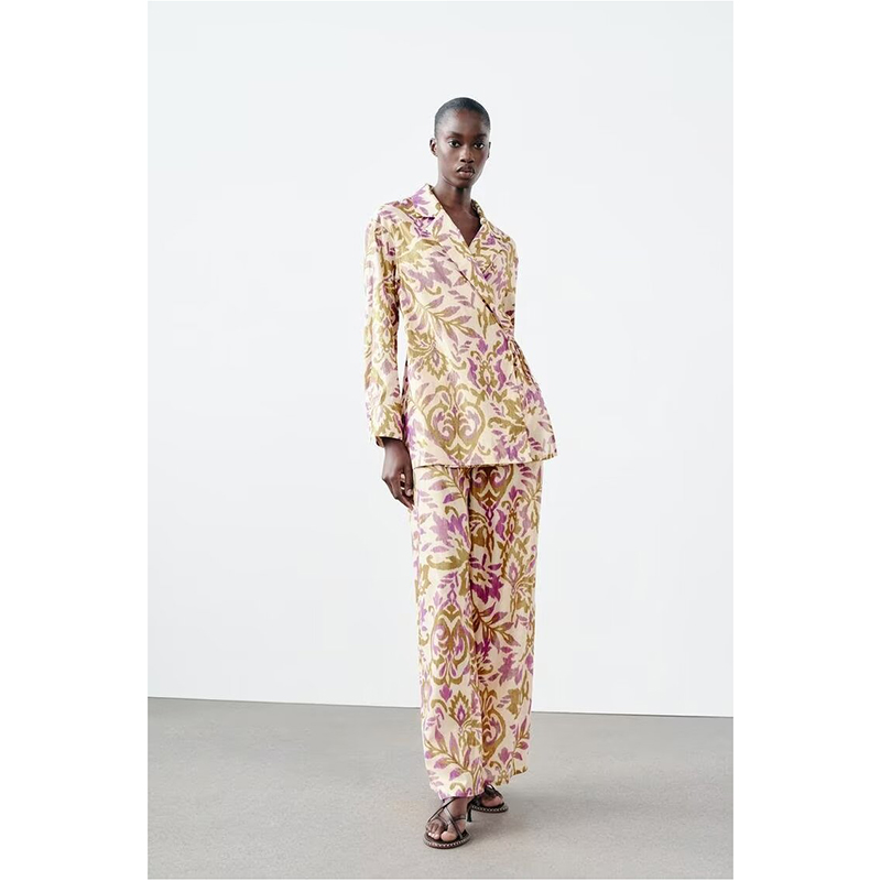 Color Blended Print Lapel Blazer