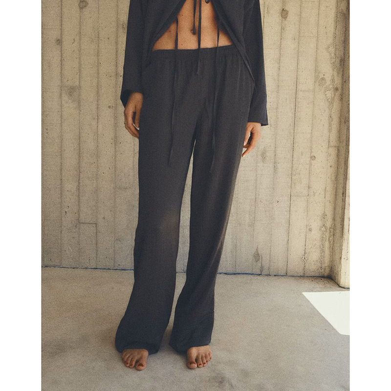 Grey Blended Straight-leg Trousers