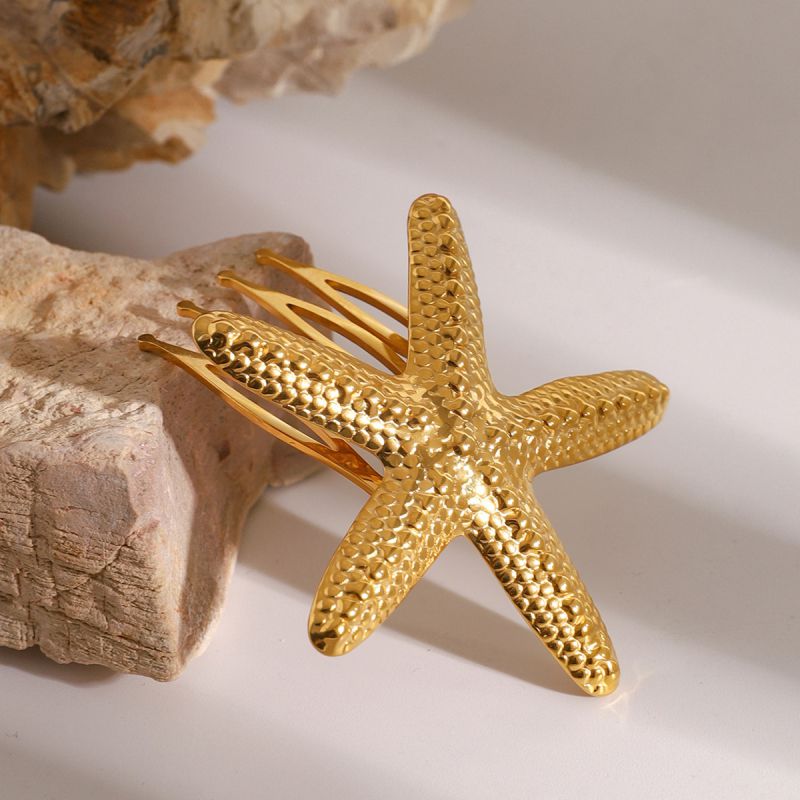 Gold Stainless Steel Starfish Hairpin