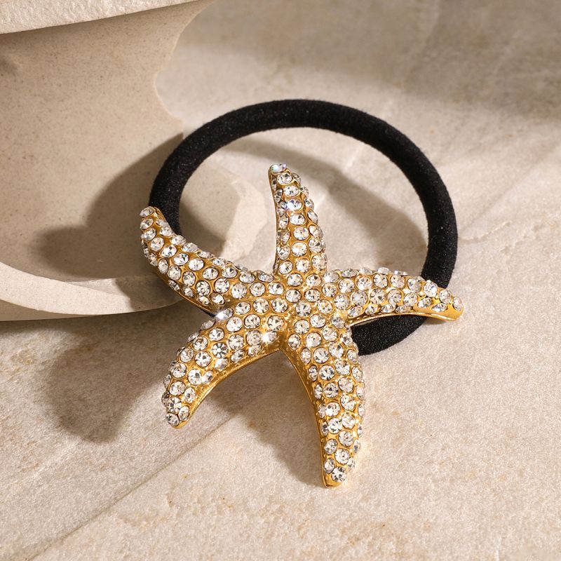 Gold Stainless Steel Diamond Starfish Hair Tie