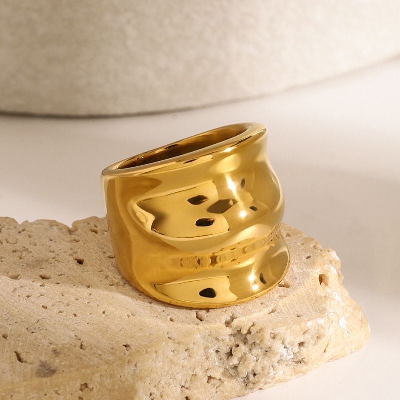 Gold Stainless Steel Round Ring