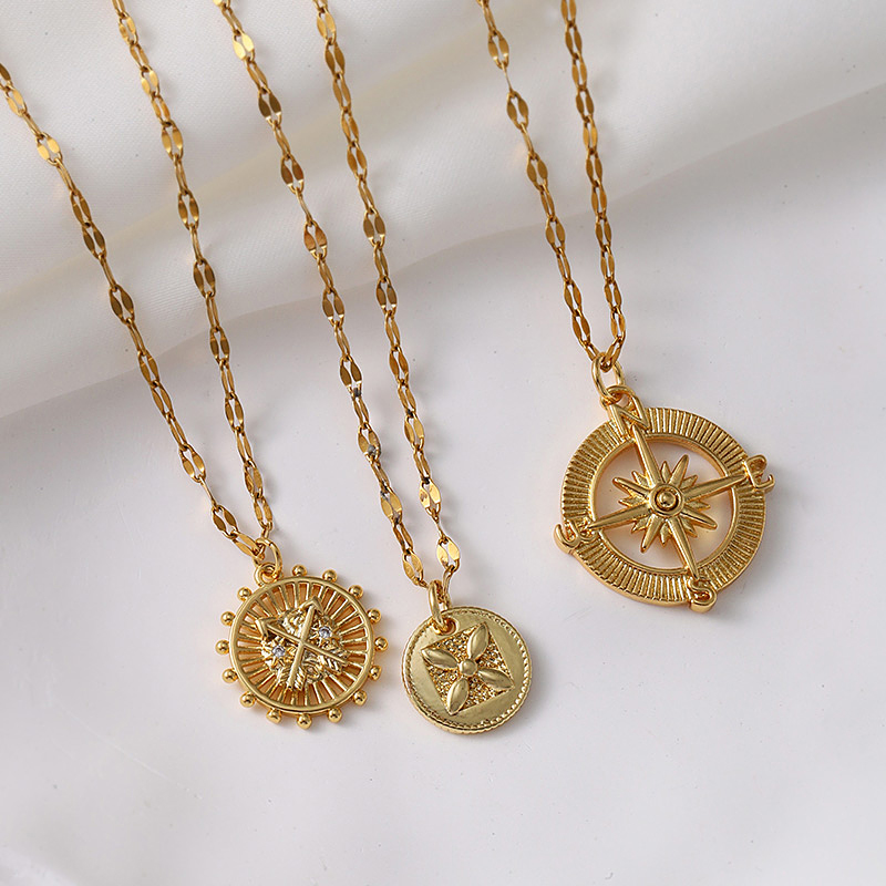 Gold 3 Titanium Steel Rudder Feather Arrow Pendant Necklace