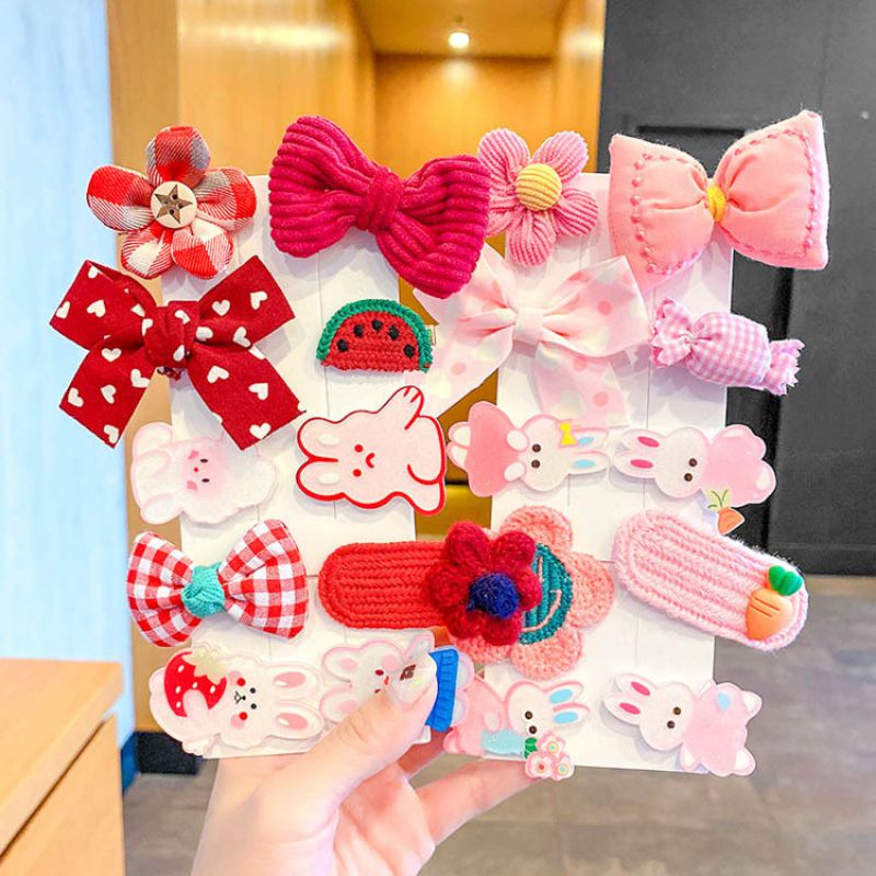 Flower Pollen Fabric Cartoon Children's Hair Clip Set