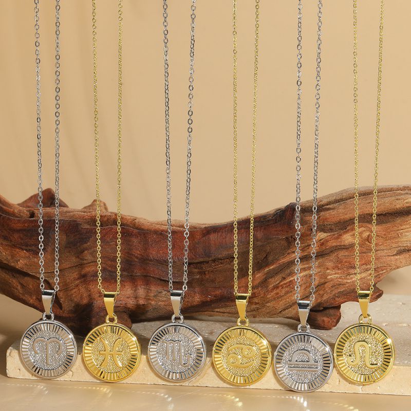 Collar Zodiaco De Cobre Bañado En Oro