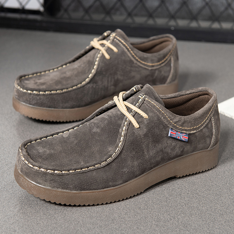 Zapatos Planos De Hombre Con Suela Blanda Esmerilada En Ante Vacuno