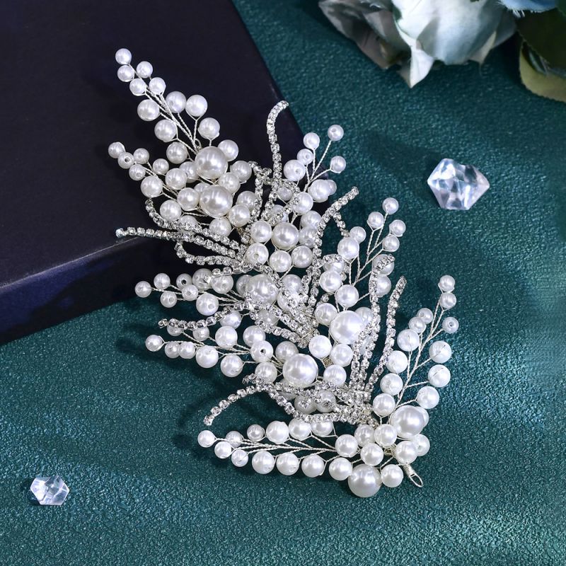 Tocado De Diamantes Con Cuentas De Perlas