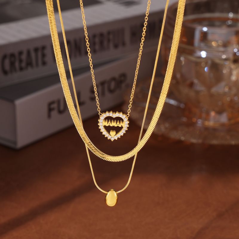 Gold Stainless Steel Snake Bone Chain Double Necklace