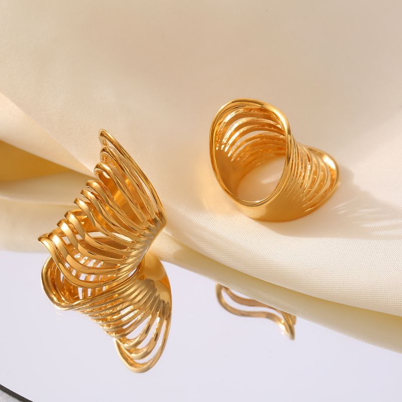 Silver Hollow Multi-layer Line Ring