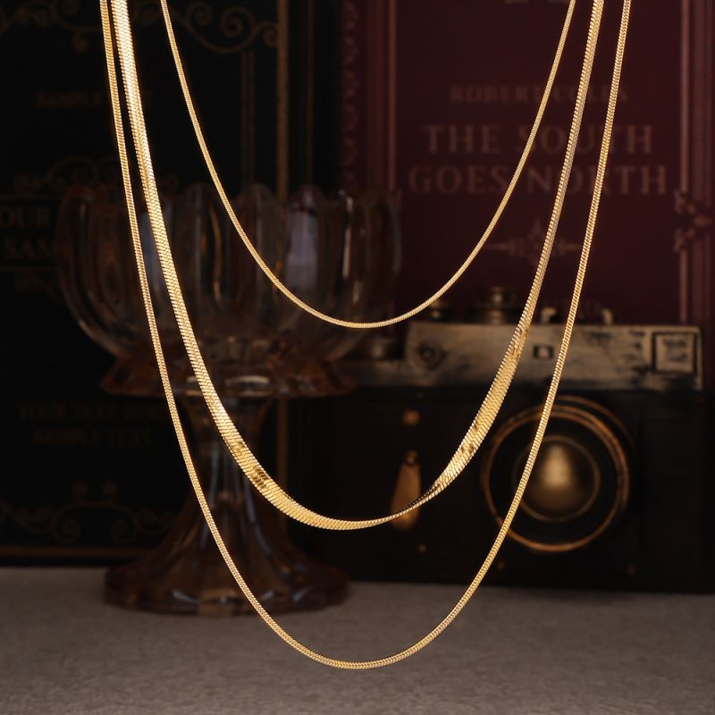 Gold Titanium Steel Snake Bone Chain Multi-layer Necklace