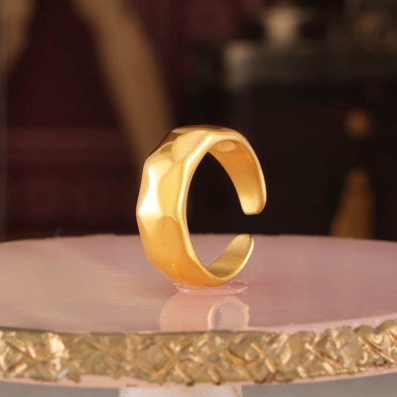 Gold Titanium Steel Polished Open Ring